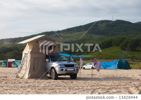 Car with roof tent 13828444