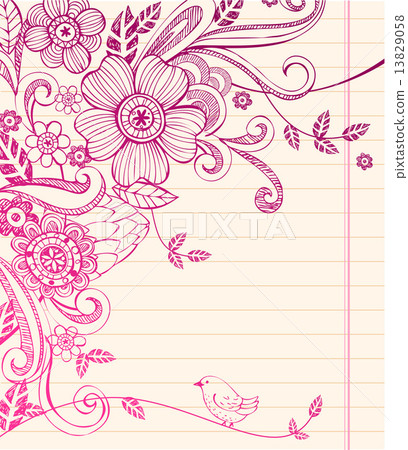 Hand-Drawn Sketch floral composition. 13829058
