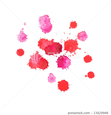 Abstract watercolor aquarelle hand drawn red drop splatter stain art paint on white background Vecto 13829946