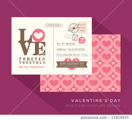 Cute Valentine postcard card design Vector Template Cute Valentine postcard card design Vector Template 13829955