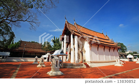 Thai temple against blue sky at wat Prasart 13830852