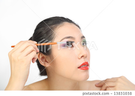 Beauty female lady woman posing half makeup  13831038
