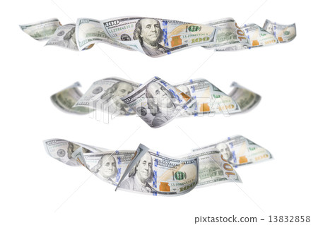 Set of Three One Hundred Dollar Bill Horizontal Graphic Photos 13832858