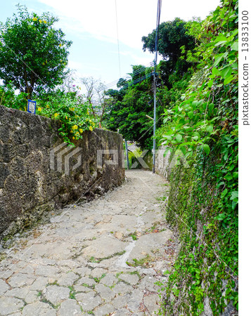 Okinawa Prefecture Shuri Kinjo Town cobblestone road 13833100
