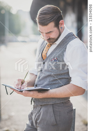 handsome big moustache hipster man 13834098