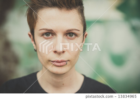 young lesbian stylish hair style woman 13834965