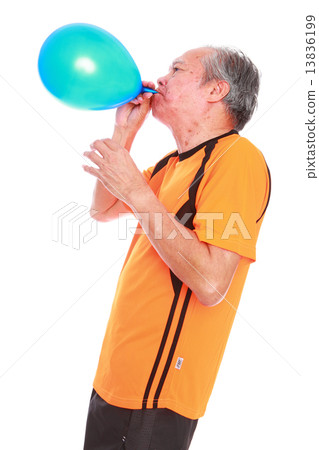 white background,old man, studio shot, businessman, portrait, senior, smiling, grin, exercise, blow 13836199