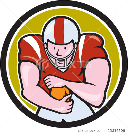 American Football Running Back Circle Cartoon 13836506