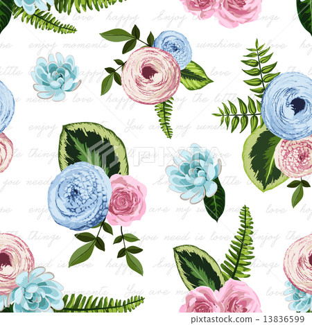 Seamless vintage pattern with painted flower 13836599