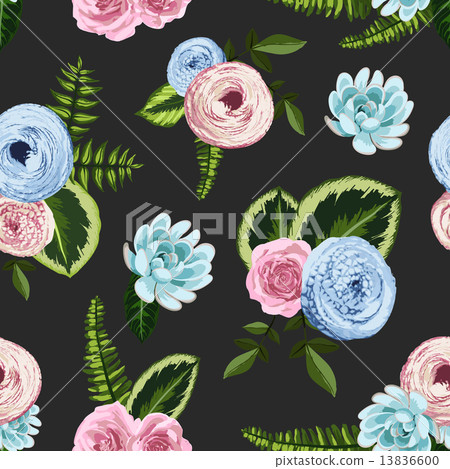Seamless vintage pattern with painted flower Seamless vintage pattern with painted flower 13836600