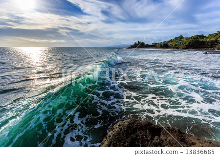 Tahah Lot Temple and ocean waves, Bali 13836685