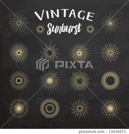 Vintage sunburst on chalkboard background Vintage sunburst on chalkboard background 13836871