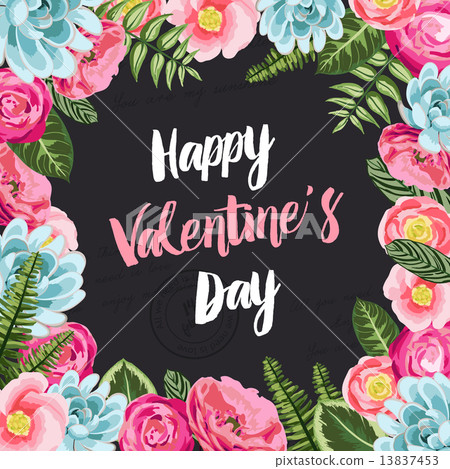 Valentines greeting card with painted flowers Valentines greeting card with painted flowers 13837453