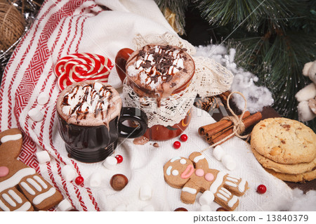two cups of cocoa  13840379