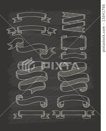 Set of ribbons in vintage style with chalkboard - Stock Illustration ...