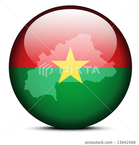 Map on flag button of Burkina Faso 13842088