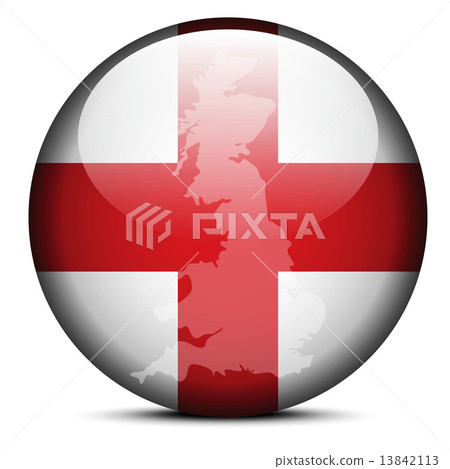 Map on flag button of England 13842113