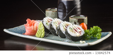 japanese cuisine. sushi on the background japanese cuisine. sushi on the background 13842574