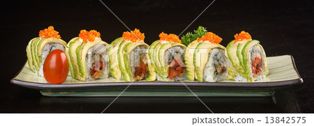 japanese cuisine. sushi on the background japanese cuisine. sushi on the background 13842575