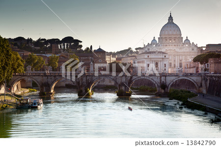 view on Tiber and St Peter Basilica in Vatican view on Tiber and St Peter Basilica in Vatican 13842790