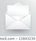 Empty fold letter paper inside white envelope. 13843230
