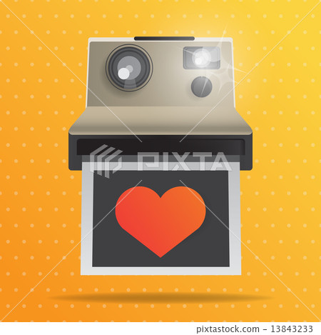Instant Camera with Red heart 13843233