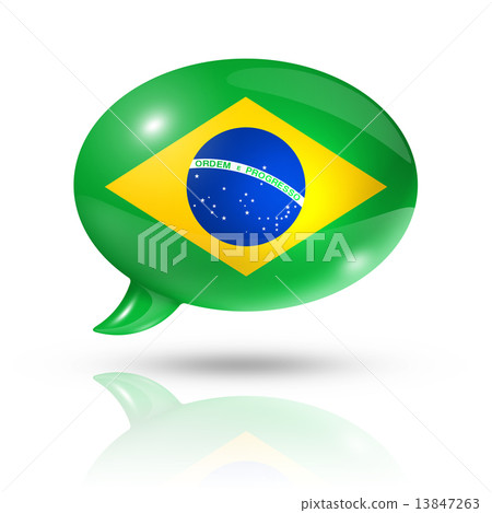 Brazilian flag speech bubble 13847263