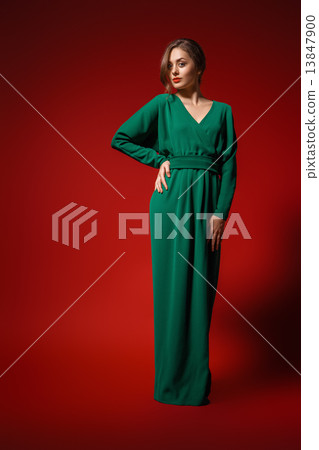 Romantic girl in dress with glass of wine Romantic girl in dress with glass of wine 13847900