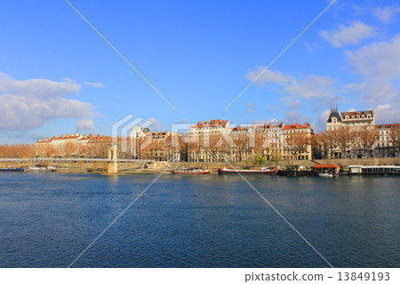 Lyon viewed from the Rhone river France 13849193