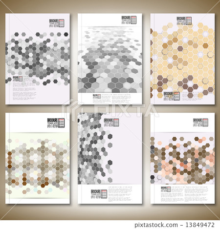 Geometric backgrounds, abstract hexagonal patterns. Brochure, flyer or report for business, template 13849472