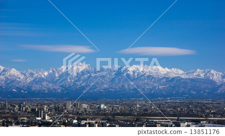 Tateyama mountain range and Toyama city 13851176