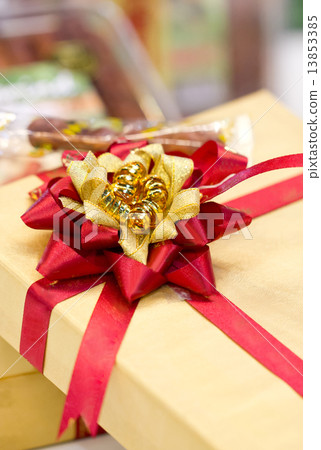 Close up of Ribbon on Gift Box. 13853385