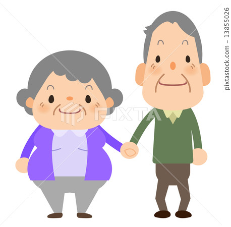 An old couple holding hands - Stock Illustration [13855026] - PIXTA