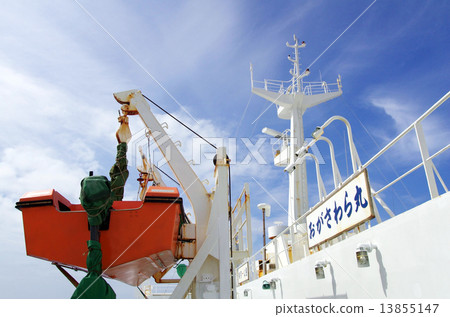 Evacuation boat and landscape from the ship 13855147