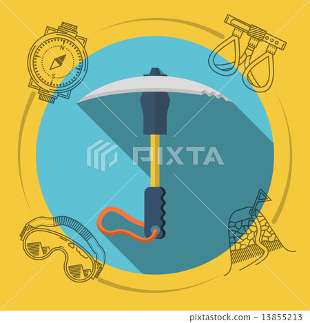 Flat design vector illustration for rock climbing. Ice axe 13855213