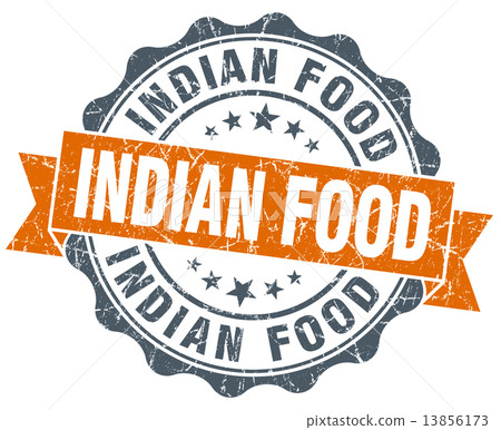 indian food vintage orange seal isolated on white 13856173