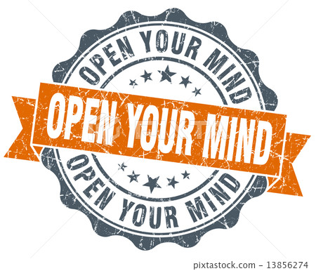 open your mind vintage orange seal isolated on white 13856274