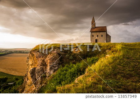Old Roman Church at Sunset in Drazovce, Slovakia Old Roman Church at Sunset in Drazovce, Slovakia 13857349