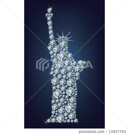 Statue of Liberty. New York, USA made up a lot of diamonds on the black background  13857783