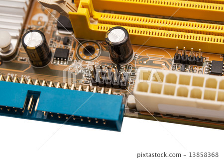 Electronic collection - digital components on computer mainboard Electronic collection - digital components on computer mainboard 13858368