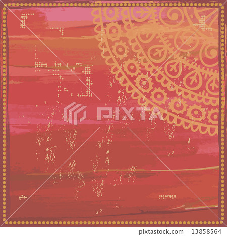 Hand drawn  ethnic frame in red tones 13858564