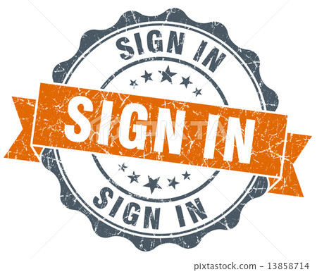 sign in vintage orange seal isolated on white-插圖素材 [13858714] - PIXTA圖庫