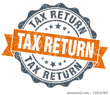 tax return vintage orange seal isolated on white 13858769
