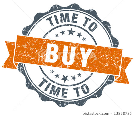 time to buy vintage orange seal isolated on white time to buy vintage orange seal isolated on white 13858785