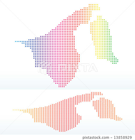 Map of Brunei Darussalam with with Dot Pattern Map of Brunei Darussalam with with Dot Pattern 13858929