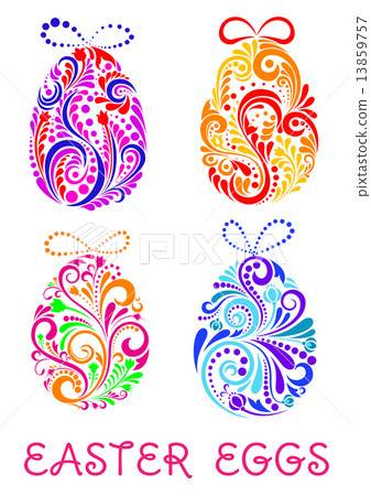 Floral decorative patterned Easter Eggs Floral decorative patterned Easter Eggs 13859757