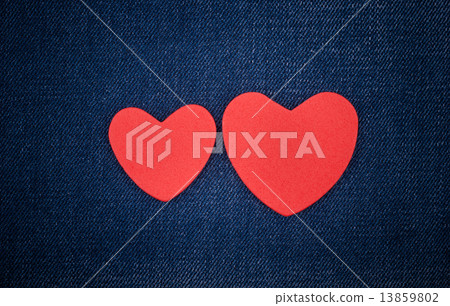 Red hearts on the jeans. Red hearts on the jeans. 13859802