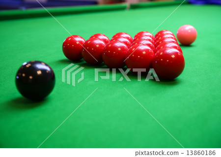 Snooker ball on snooker table, Snooker or Pool game on green table, International sport. Snooker ball on snooker table, Snooker or Pool game on green table, International sport. 13860186