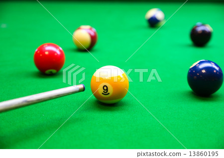 Snooker ball on snooker table, Snooker or Pool game on green table, International sport. Snooker ball on snooker table, Snooker or Pool game on green table, International sport. 13860195