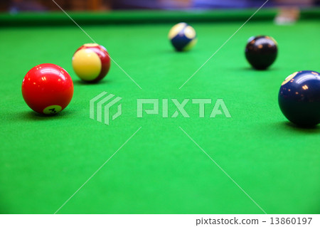 Snooker ball on snooker table, Snooker or Pool game on green table, International sport. Snooker ball on snooker table, Snooker or Pool game on green table, International sport. 13860197